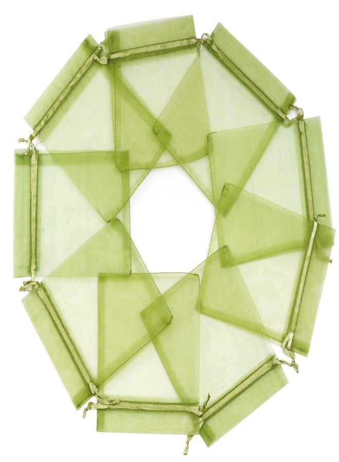 Bskifnn 100pcs Organza Bags - Satin Drawstring Pouch for Mother's Day, Valentine's Day, Halloween, Wedding, Party Favors & Jewelry - 3.54''x4.33'' (9x11cm), Olive Green - Image 3